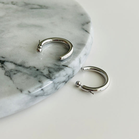 Sleek Sterling Silver Hoop Earrings | Modern Minimalist Design