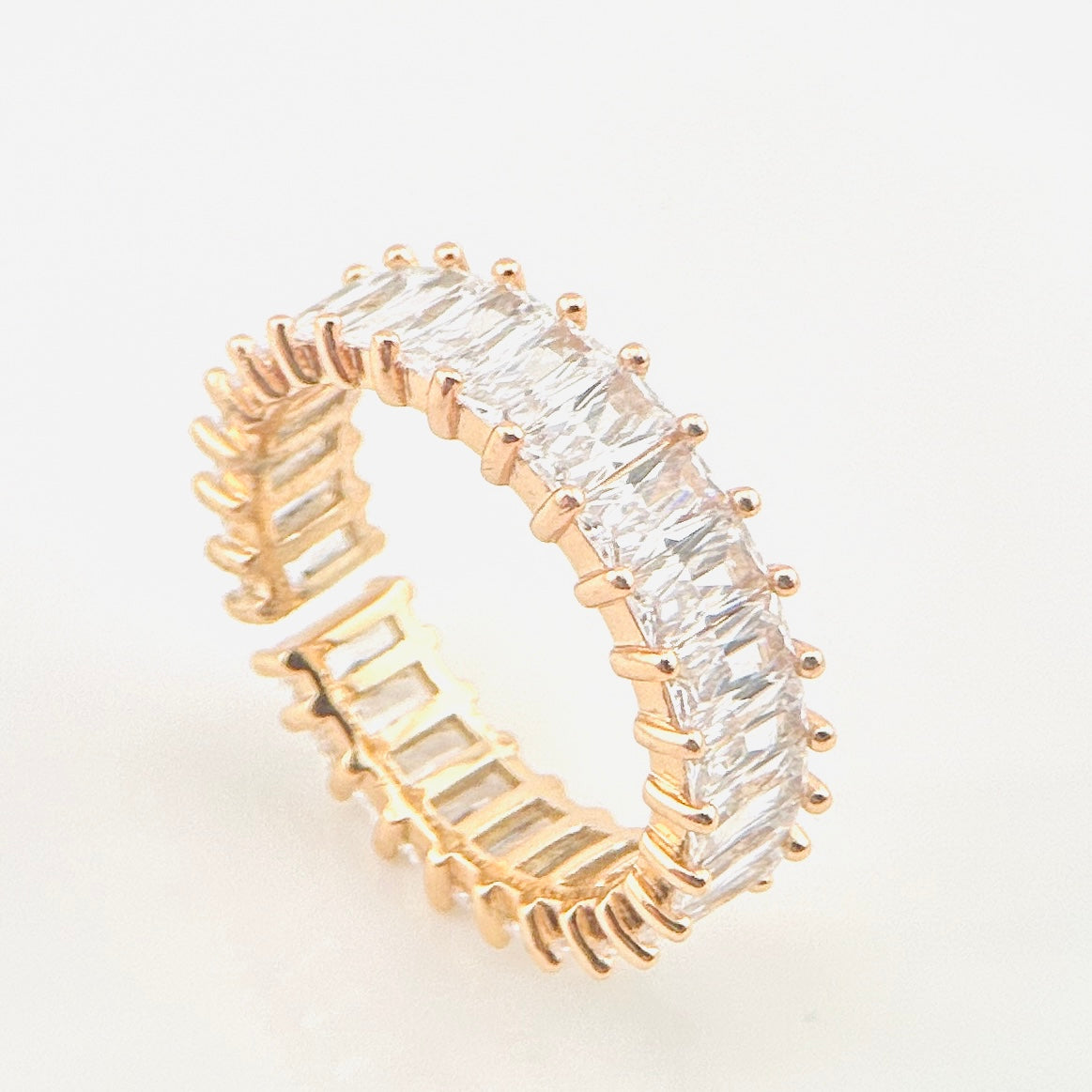 Gold-Plated Eternity Rings with Baguette-Cut Stones