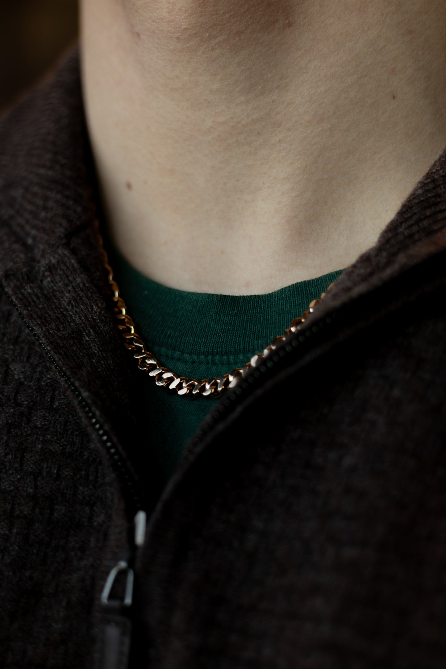 Men’s Curb Chain Necklace, 50 cm, Gold-Plated / Rhodium-Plated