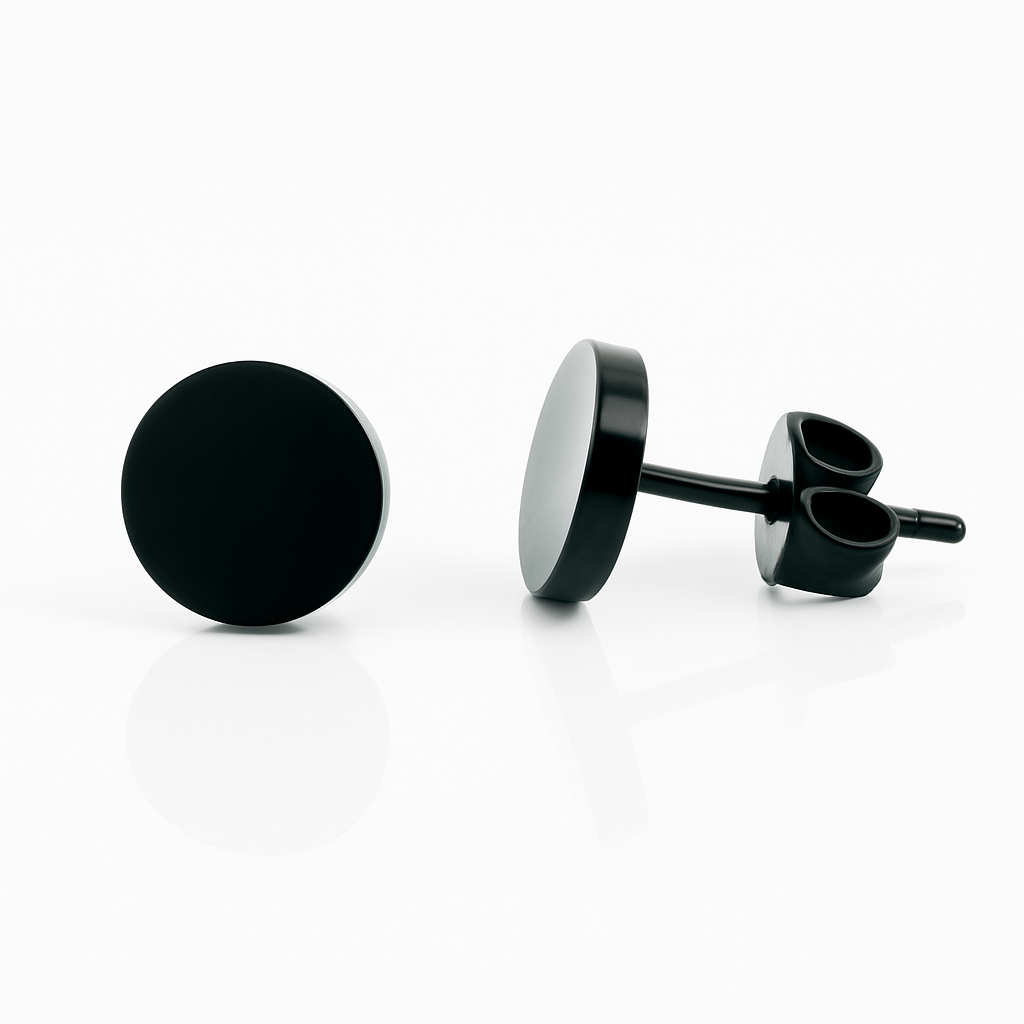 Black Minimalist Stainless Steel Stud Earrings