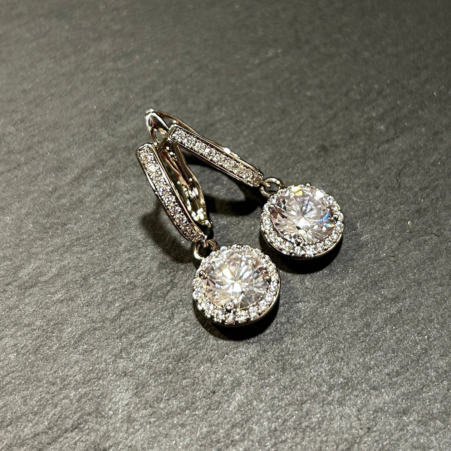 Classic Halo Drop Earrings with Cubic Zirconia