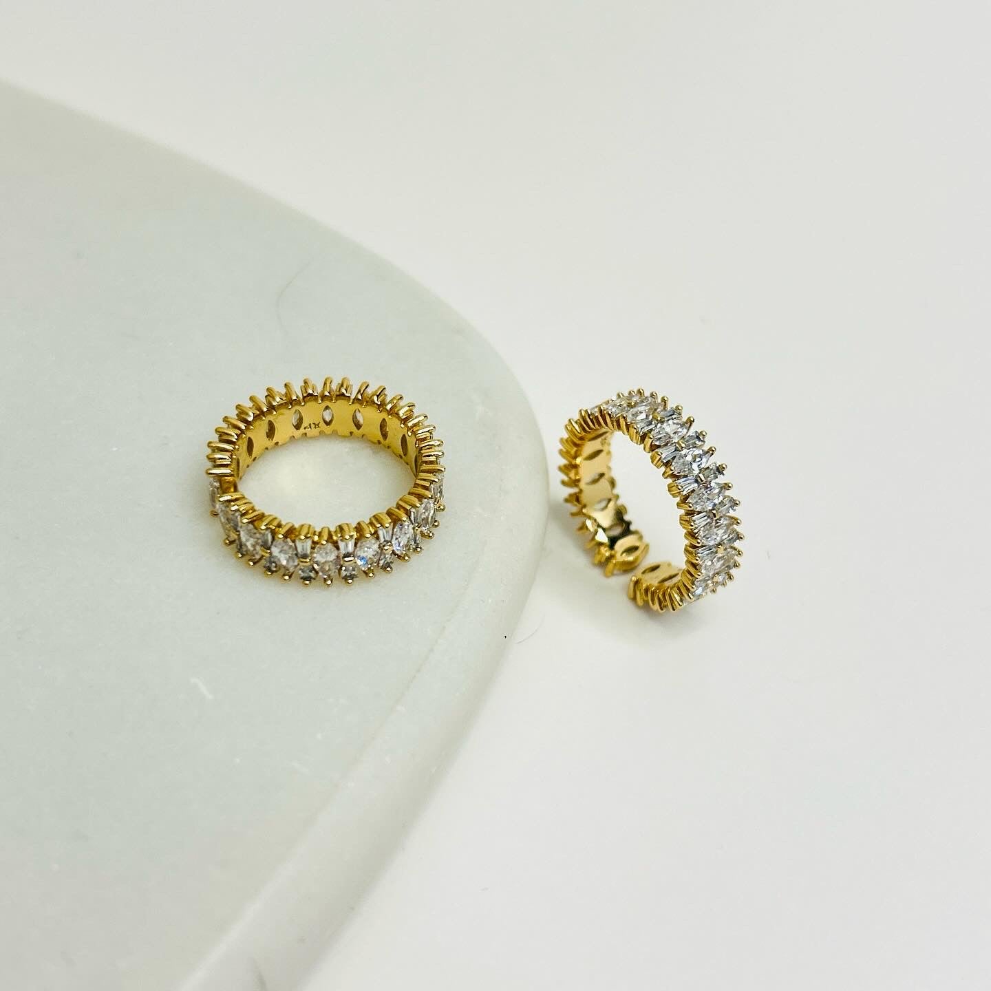 Open Size Gold-Plated Cubic Zirconia Eternity Ring