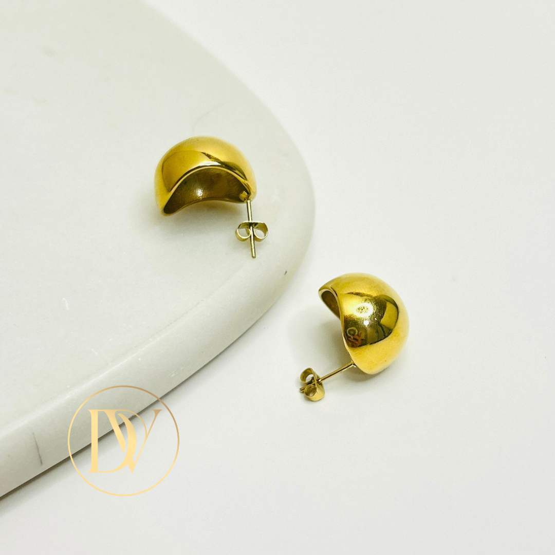 Gold Dome Stud Earrings – Stainless Steel