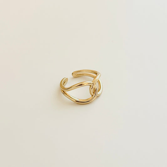 Adjustable Gold-Plated Knot Ring – Minimalist Open Design for Women