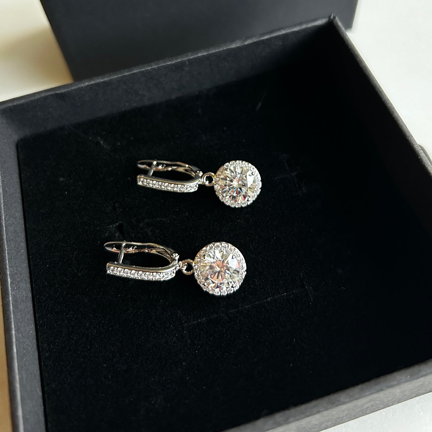 Classic Halo Drop Earrings with Cubic Zirconia