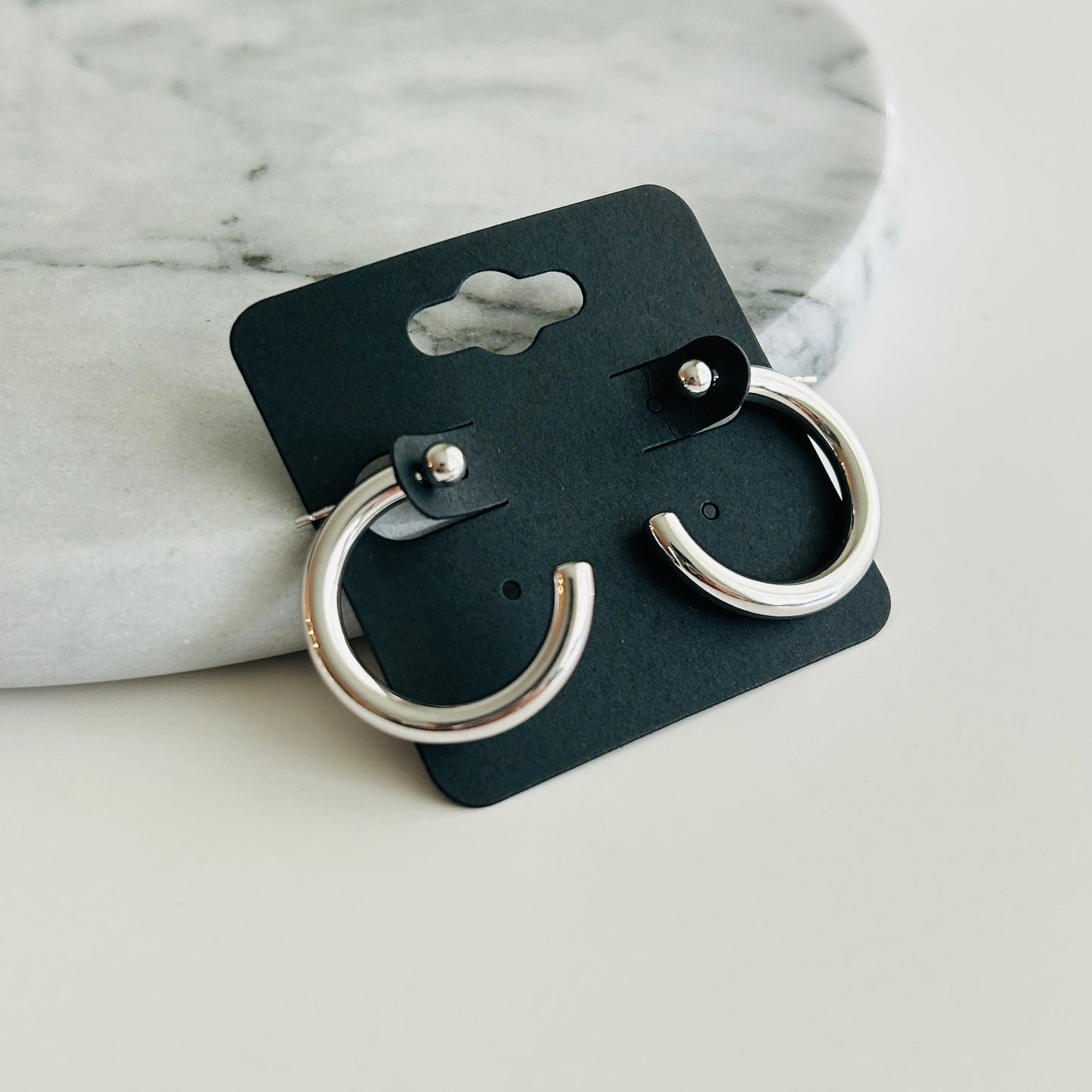 Sleek Sterling Silver Hoop Earrings | Modern Minimalist Design