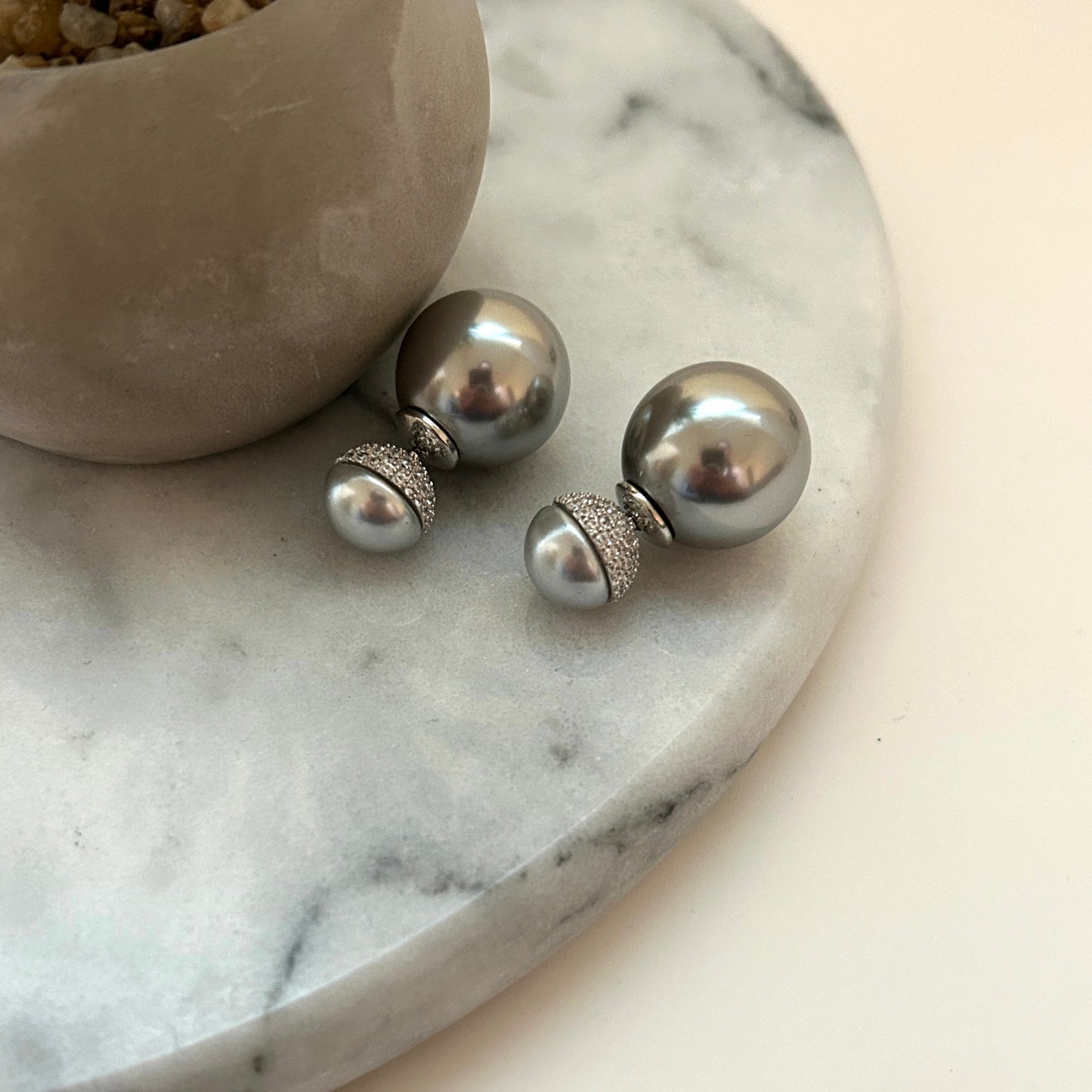 Elegant Double-Sided Pearl Stud Earrings