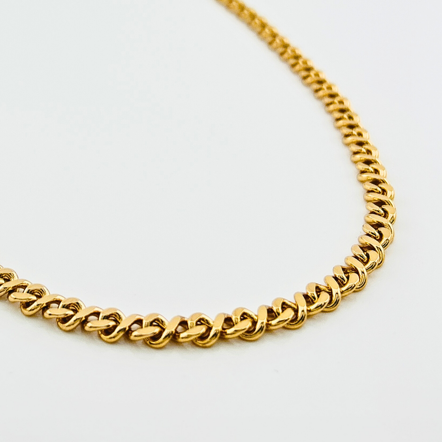 Men’s Curb Chain Necklace, 50 cm, Gold-Plated / Rhodium-Plated