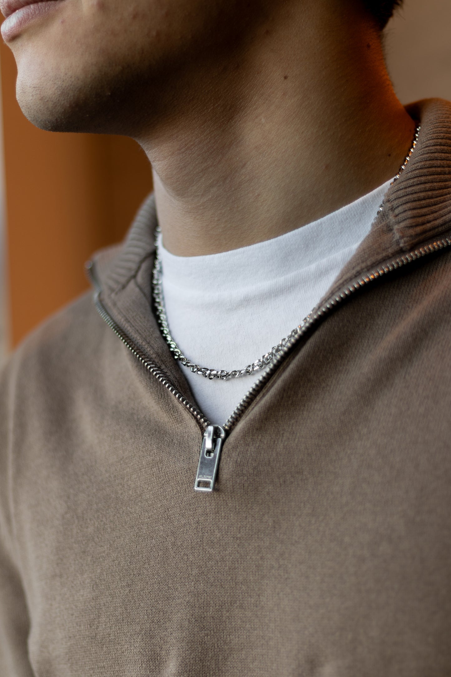 Men’s Curb Chain Necklace, 50 cm, Gold-Plated / Rhodium-Plated