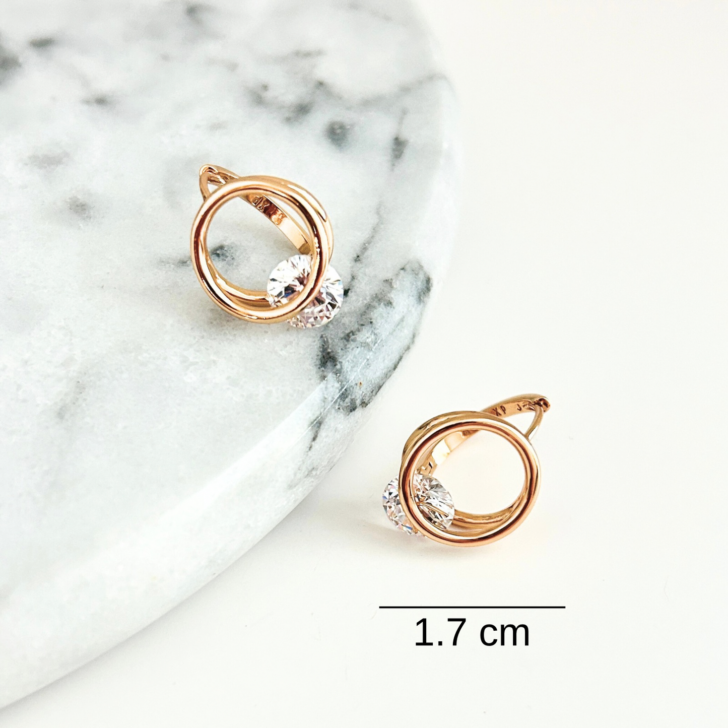 18K Gold-Plated Circle Earrings with Zircon Accents