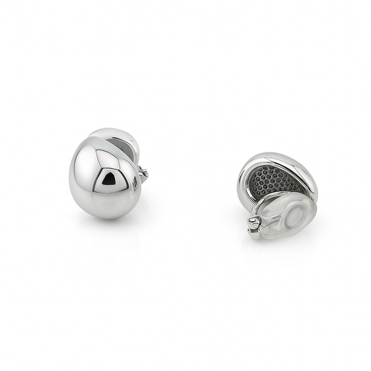 Silver Teardrop Clip-On Earrings – Non-Pierced, Polished Finish