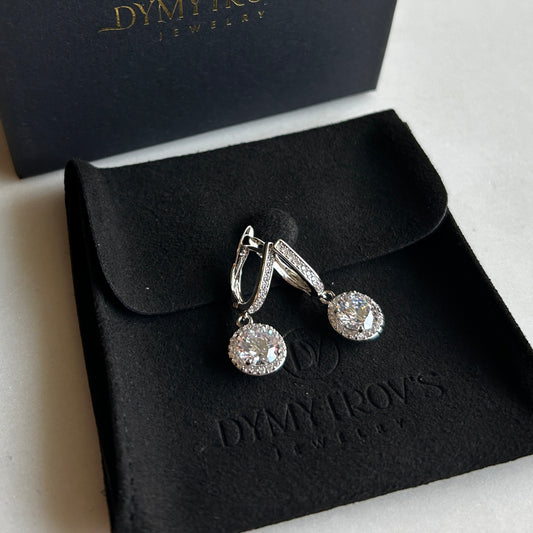 Classic Halo Drop Earrings with Cubic Zirconia