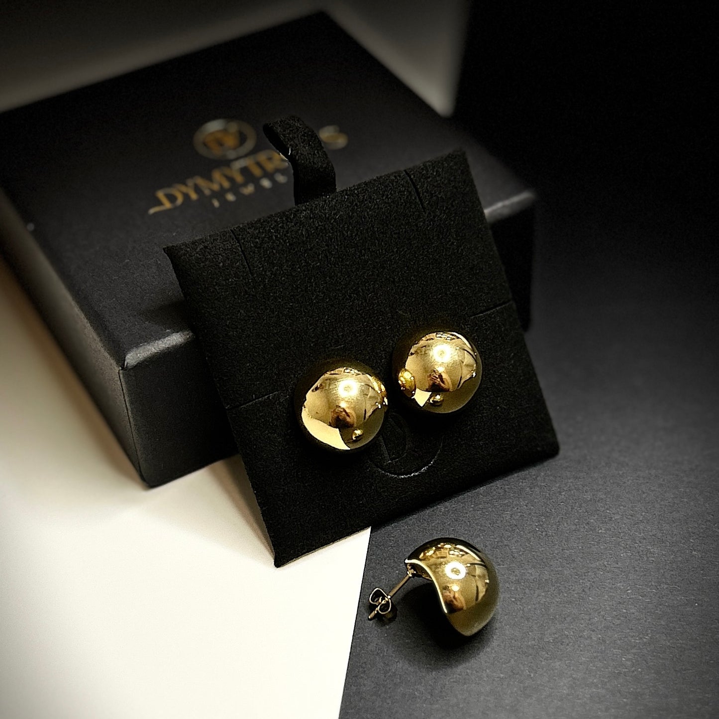 Gold Dome Stud Earrings – Stainless Steel