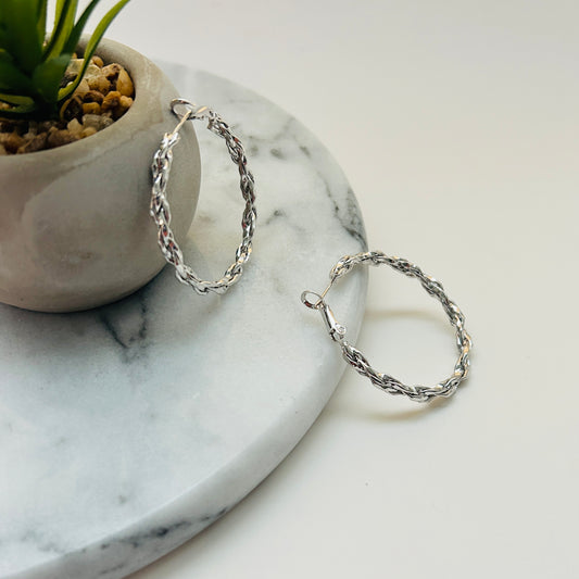 Sterling Silver Twisted Hoop Earrings