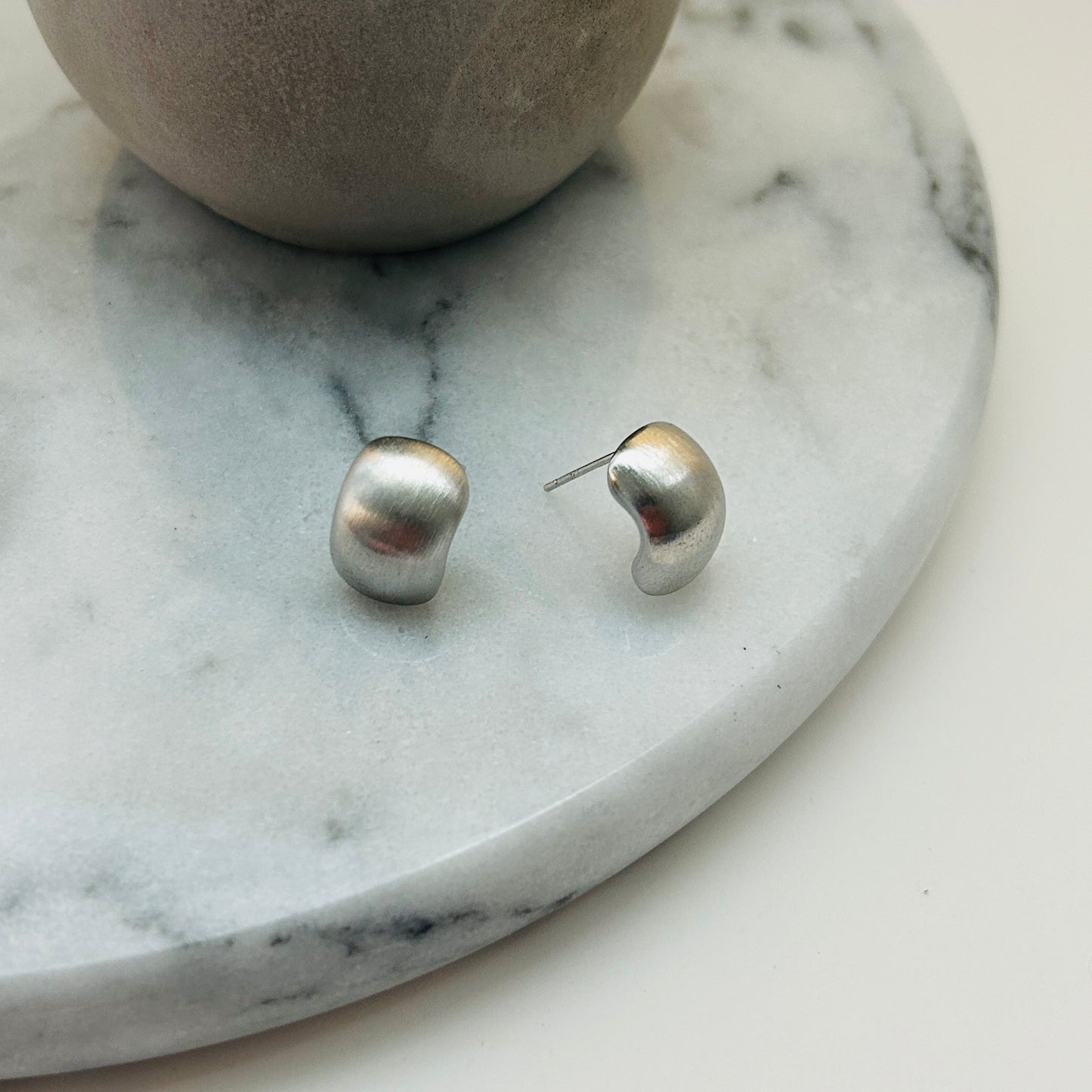 Modern Matte Sterling Silver Stud Earrings