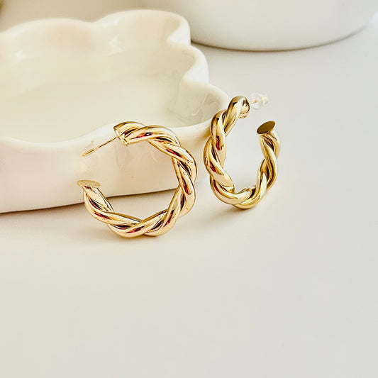 Gold-Twisted Hoop Earrings – Gold-Plated Sterling Silver