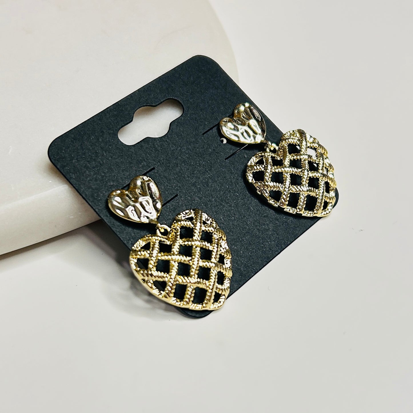 Openwork Heart Stud Earrings with 14K Gold-Plated Sterling Silver