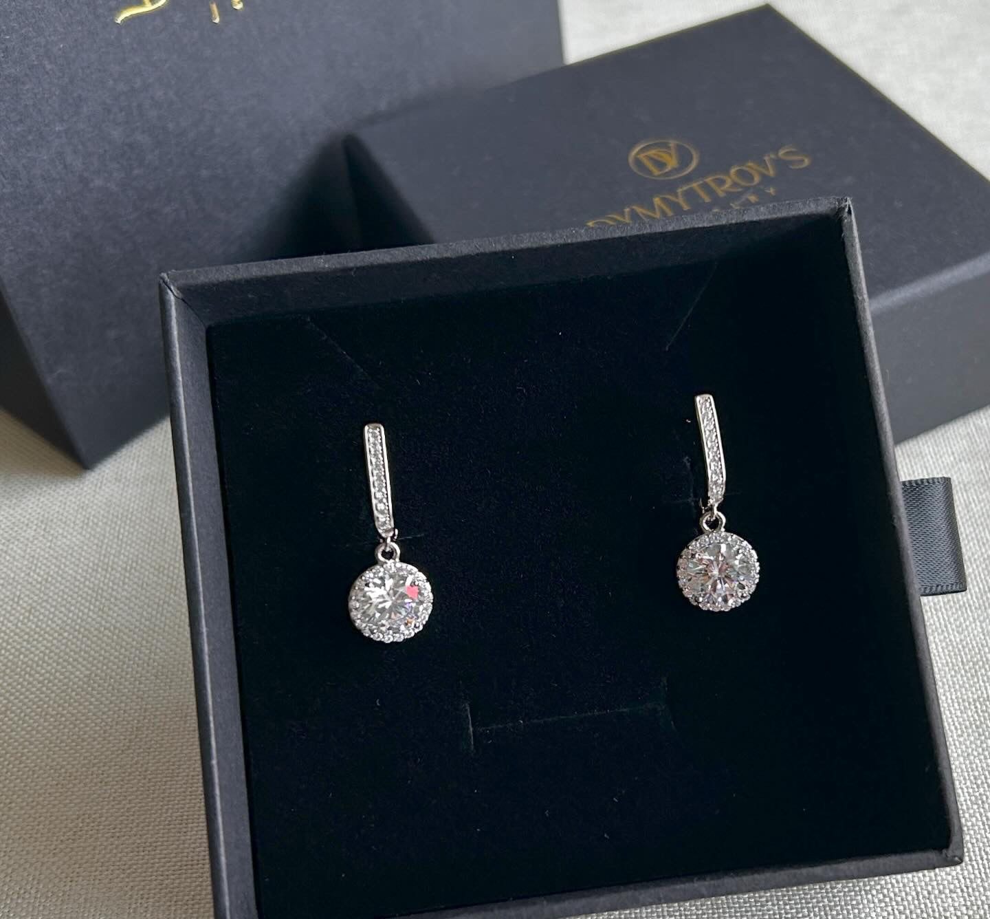 Classic Halo Drop Earrings with Cubic Zirconia