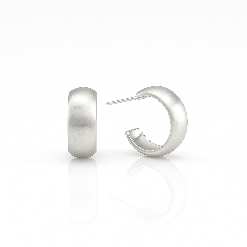 Wide Sterling Silver Hoop Earrings with Rhodium or Gold Plating, 2 cm Diameter