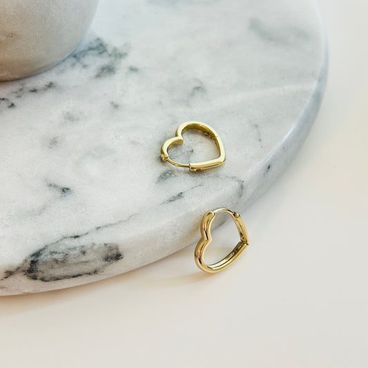 Heart Charm Earrings in 14K Gold Plating - Minimalist and Elegant