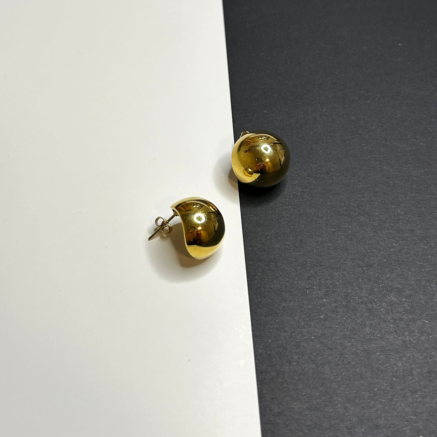 Gold Dome Stud Earrings – Stainless Steel