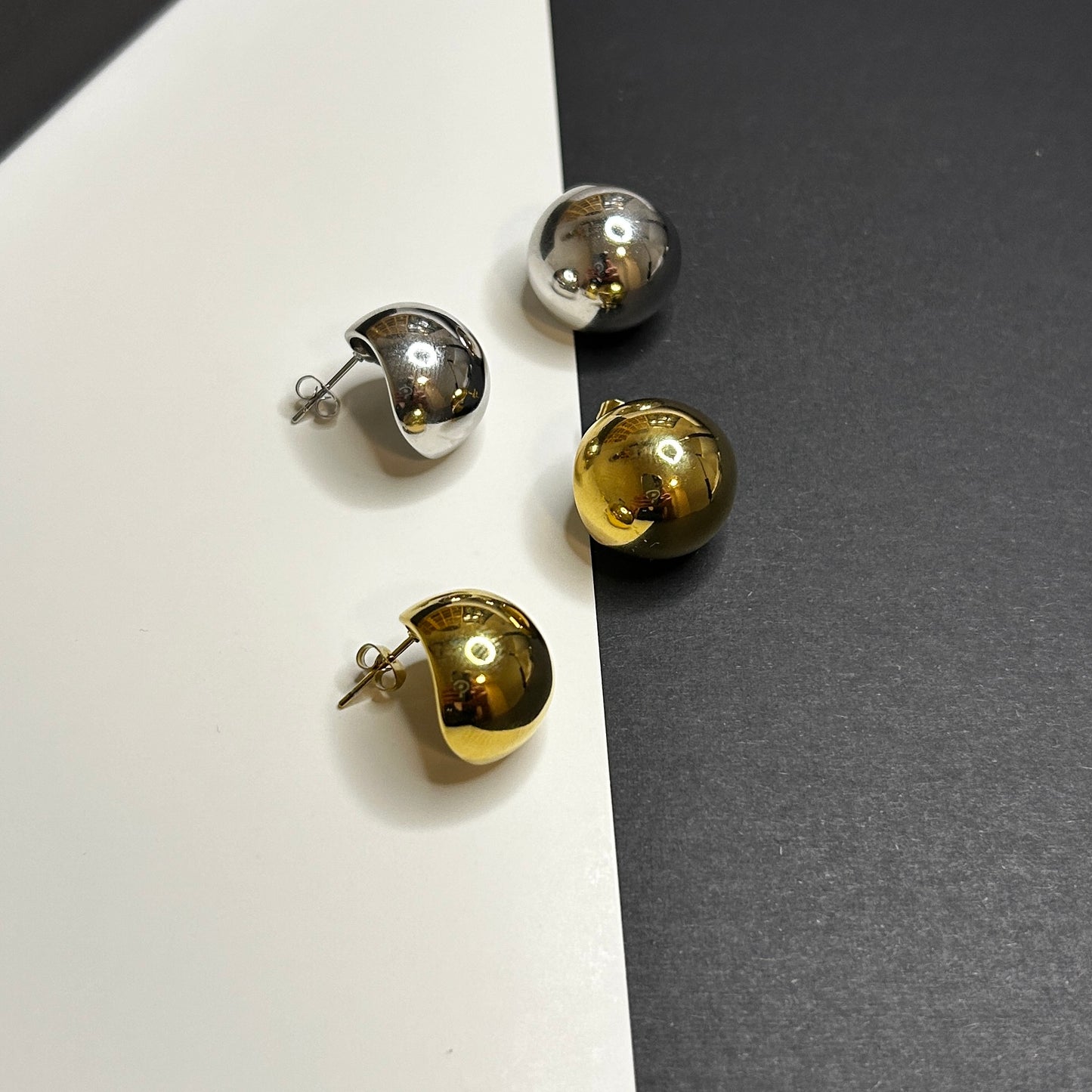 Gold Dome Stud Earrings – Stainless Steel