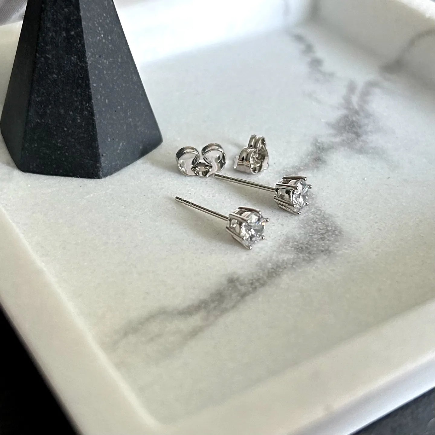 Sterling Silver Stud Earrings with Sparkling Cubic Zirconia – Elegant Everyday Jewelry