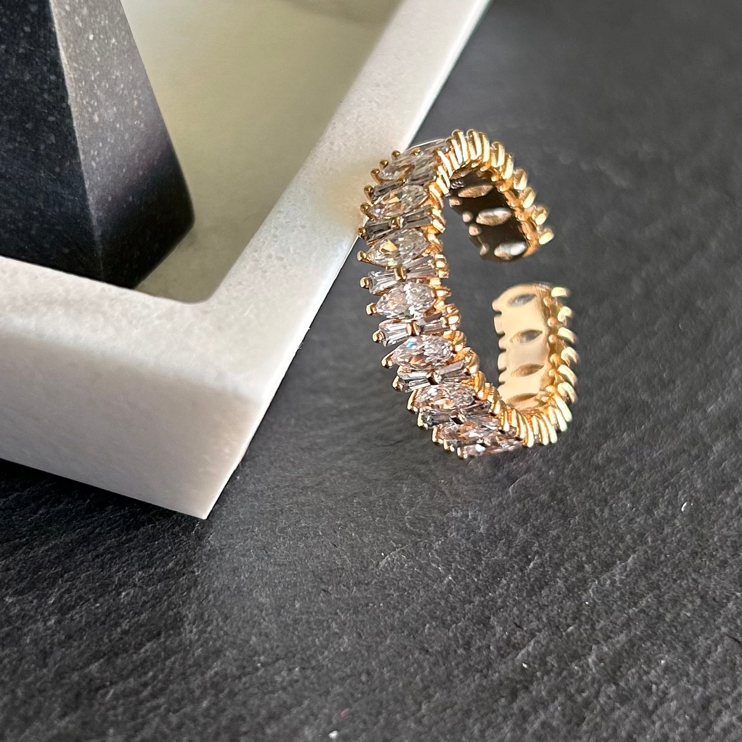 Open Size Gold-Plated Cubic Zirconia Eternity Ring