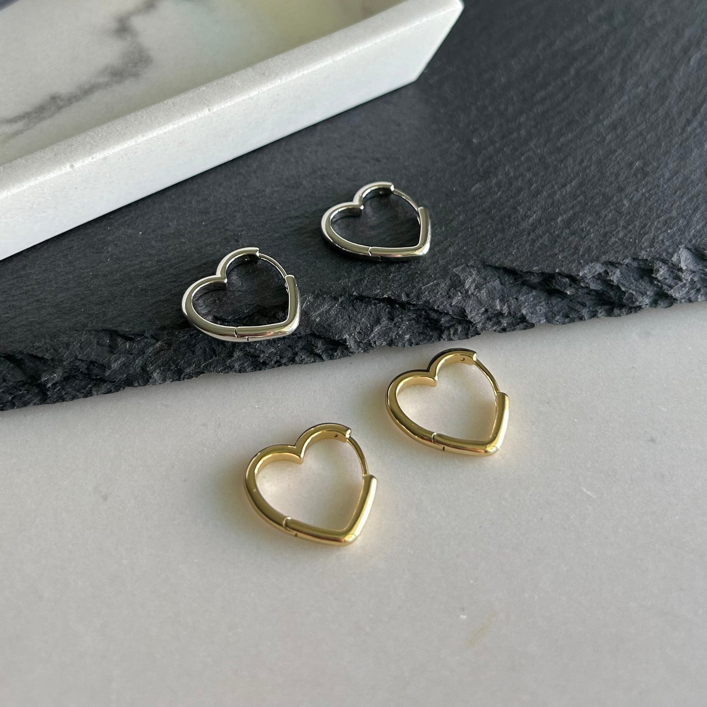 Heart-Shaped Earrings – Silver and Gold Color Options