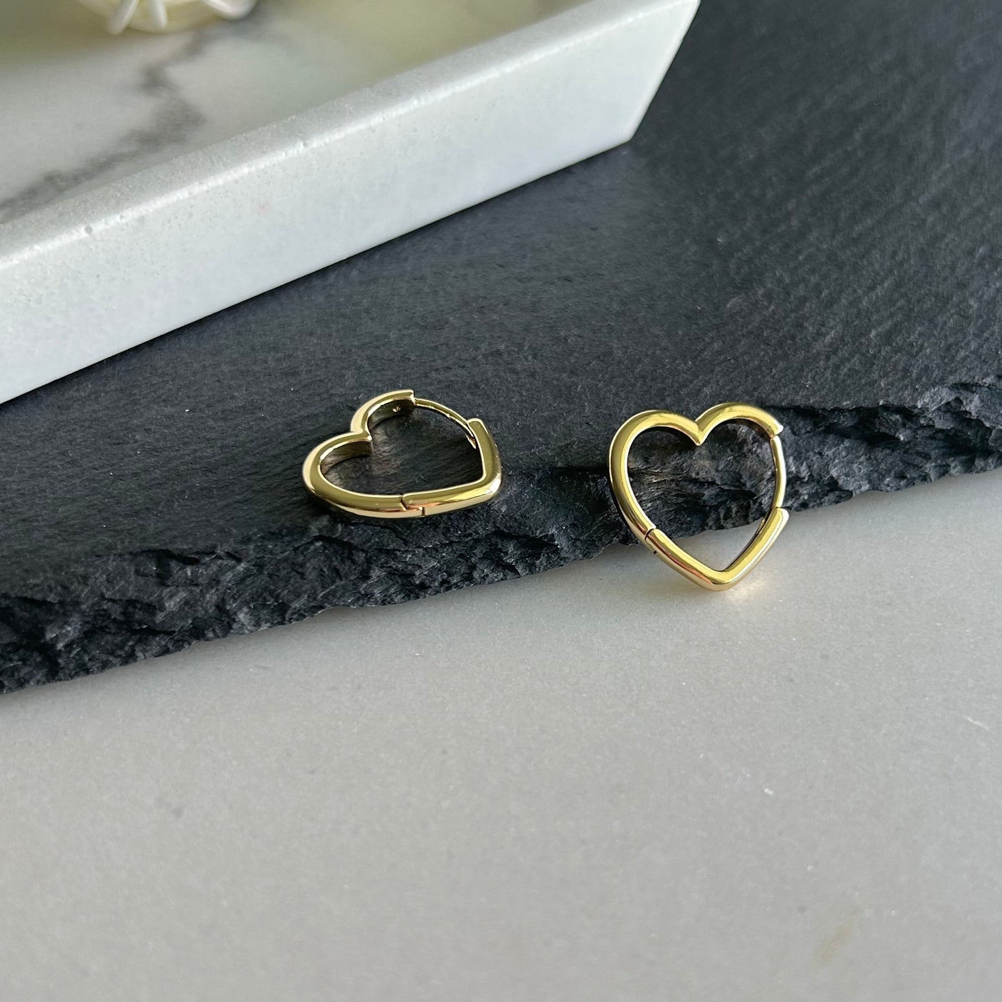 Heart Charm Earrings in 14K Gold Plating - Minimalist and Elegant