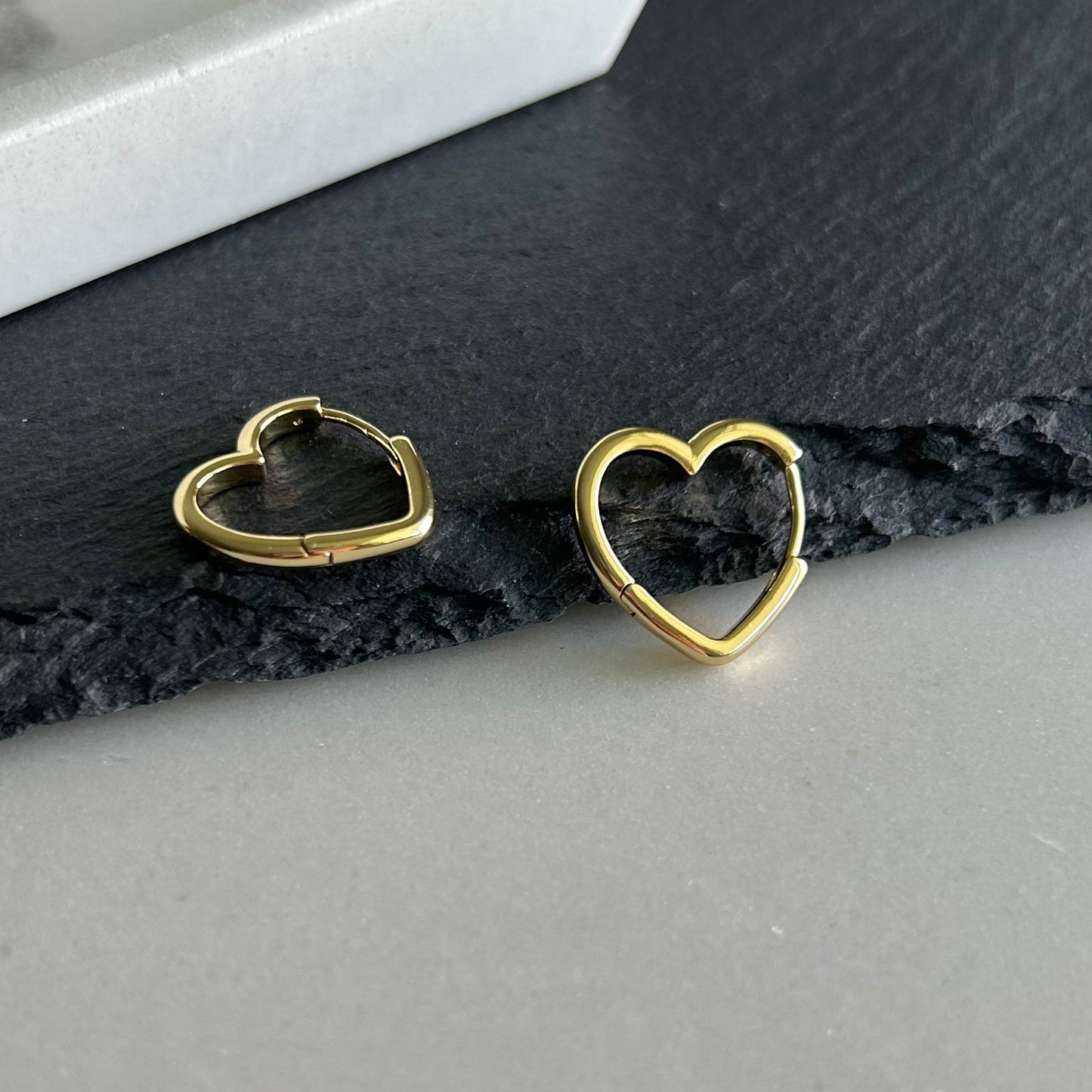 Heart Charm Earrings in 14K Gold Plating - Minimalist and Elegant