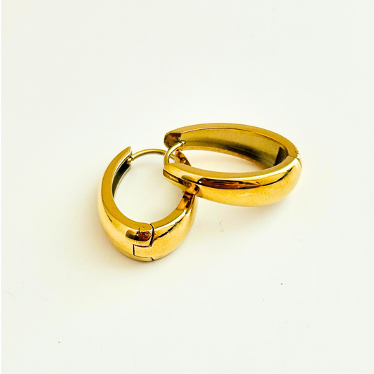 Classic Stainless Steel Hoop Earrings – 18K Gold Plated, Durable and Stylish